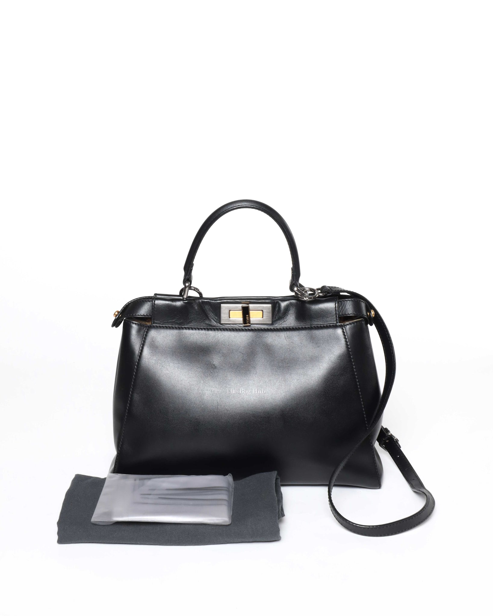 Fendi Black Leather Medium Peekaboo Bag-12