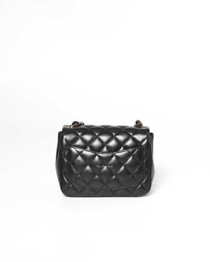 Chanel Black Lambskin Classic Mini Square Flap GHW-4