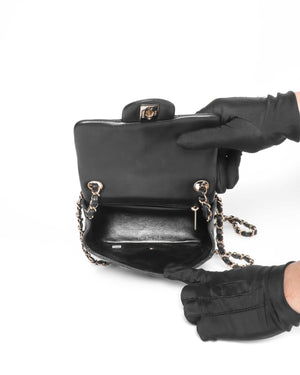 Chanel Black Lambskin Classic Mini Square Flap GHW-12