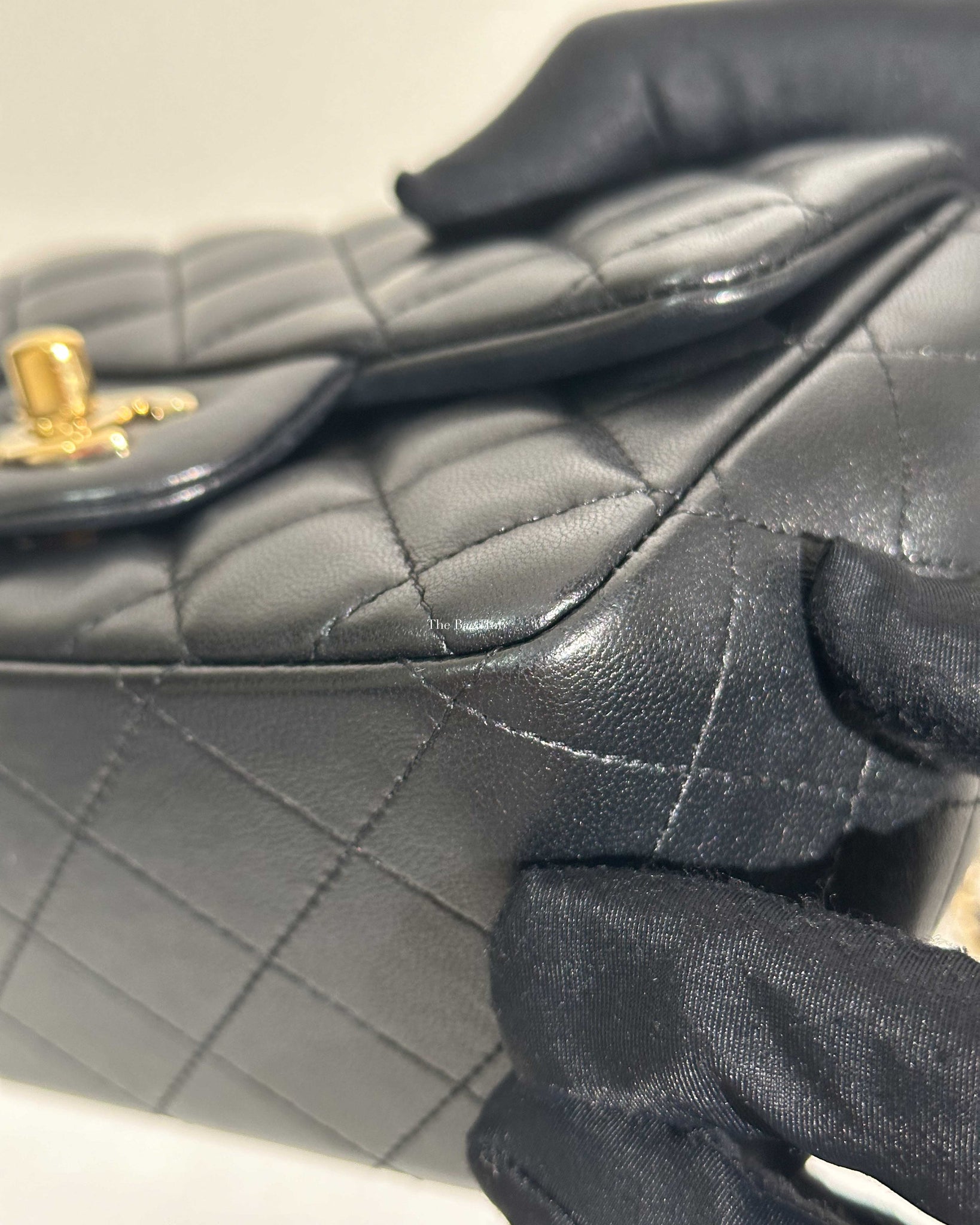 Chanel Black Lambskin Classic Mini Square Flap GHW-15