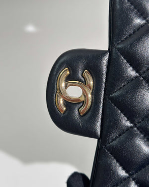 Chanel Black Lambskin Classic Mini Square Flap GHW-17