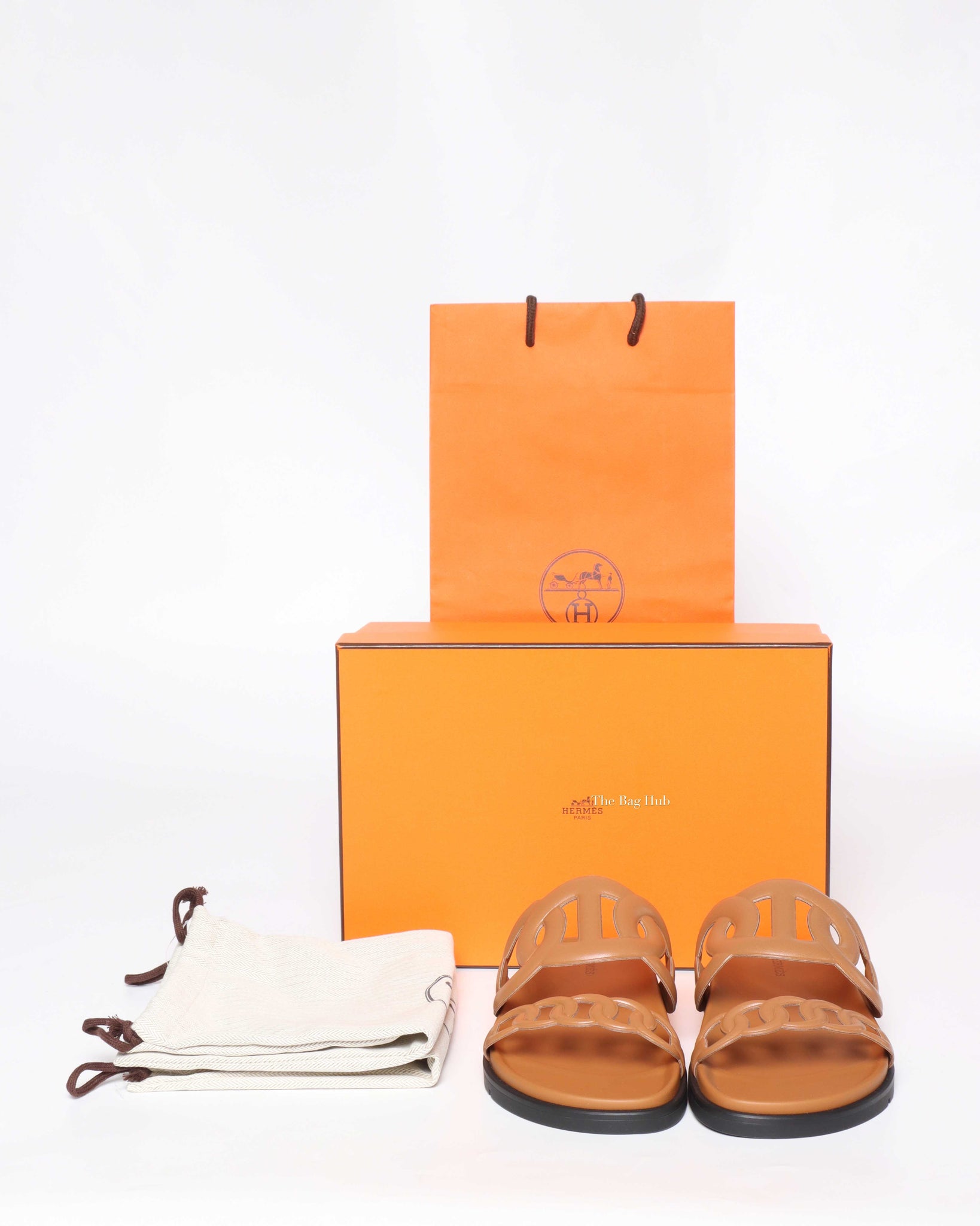 Hermes Naturel Leather Extra Sandals Size 39.5