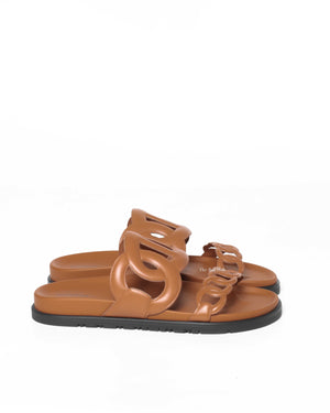 Hermes Naturel Leather Extra Sandals Size 39.5-4