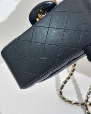 Chanel Black Lambskin Classic Mini Square Flap GHW-19