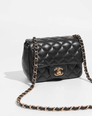 Chanel Black Lambskin Classic Mini Square Flap GHW-2