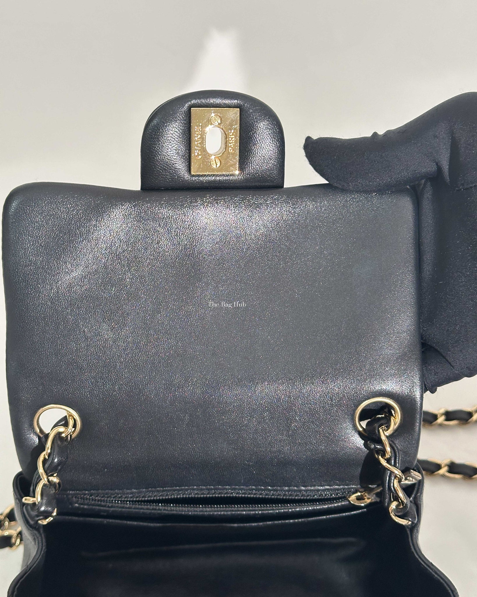 Chanel Black Lambskin Classic Mini Square Flap GHW-21