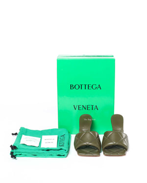 Bottega Veneta Khaki/Green Nappa Quilted Lido Sandals Size 36