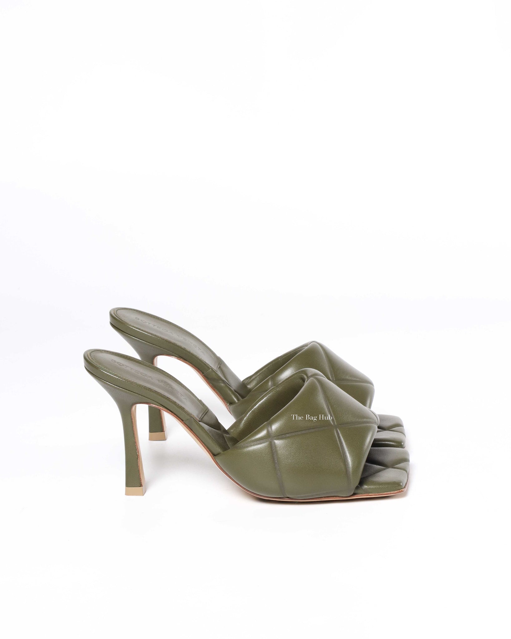 Bottega Veneta Khaki/Green Nappa Quilted Lido Sandals Size 36