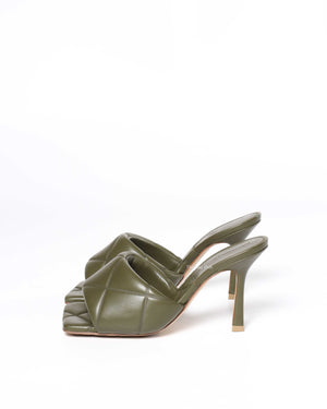 Bottega Veneta Khaki/Green Nappa Quilted Lido Sandals Size 36