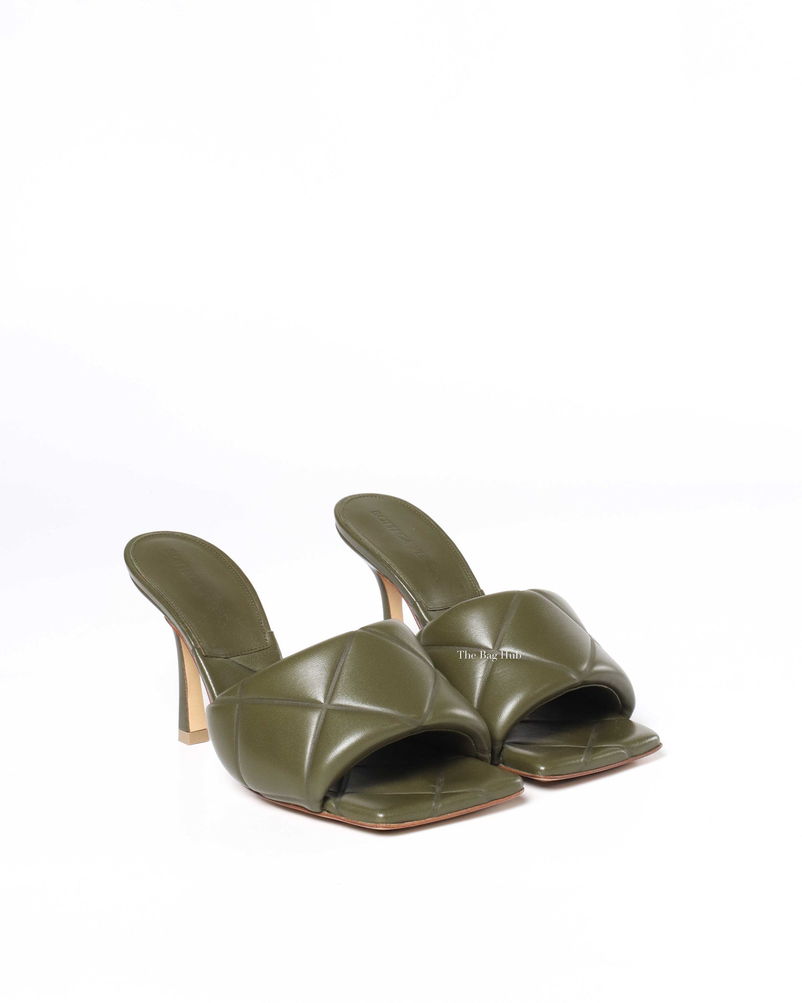 Bottega Veneta Khaki/Green Nappa Quilted Lido Sandals Size 36