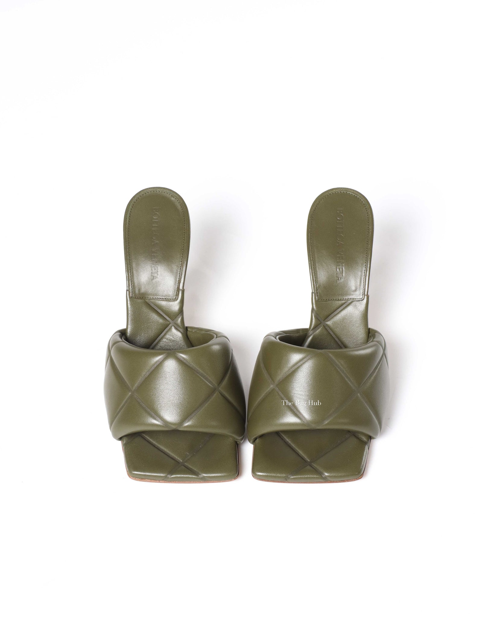 Bottega Veneta Khaki/Green Nappa Quilted Lido Sandals Size 36