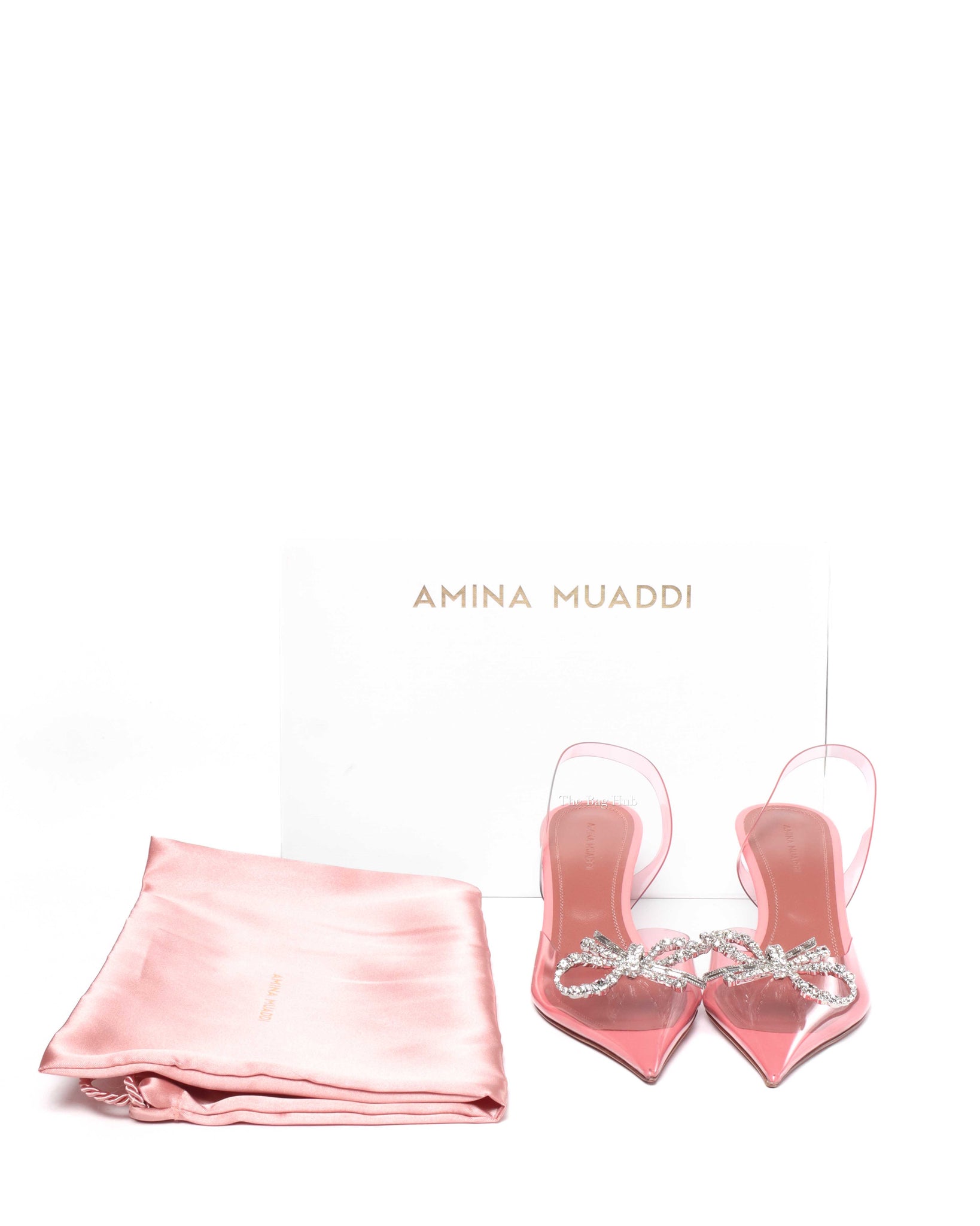 Amina Muaddi Baby Pink PVC Rosie Glass 60 Sling Back Size 37