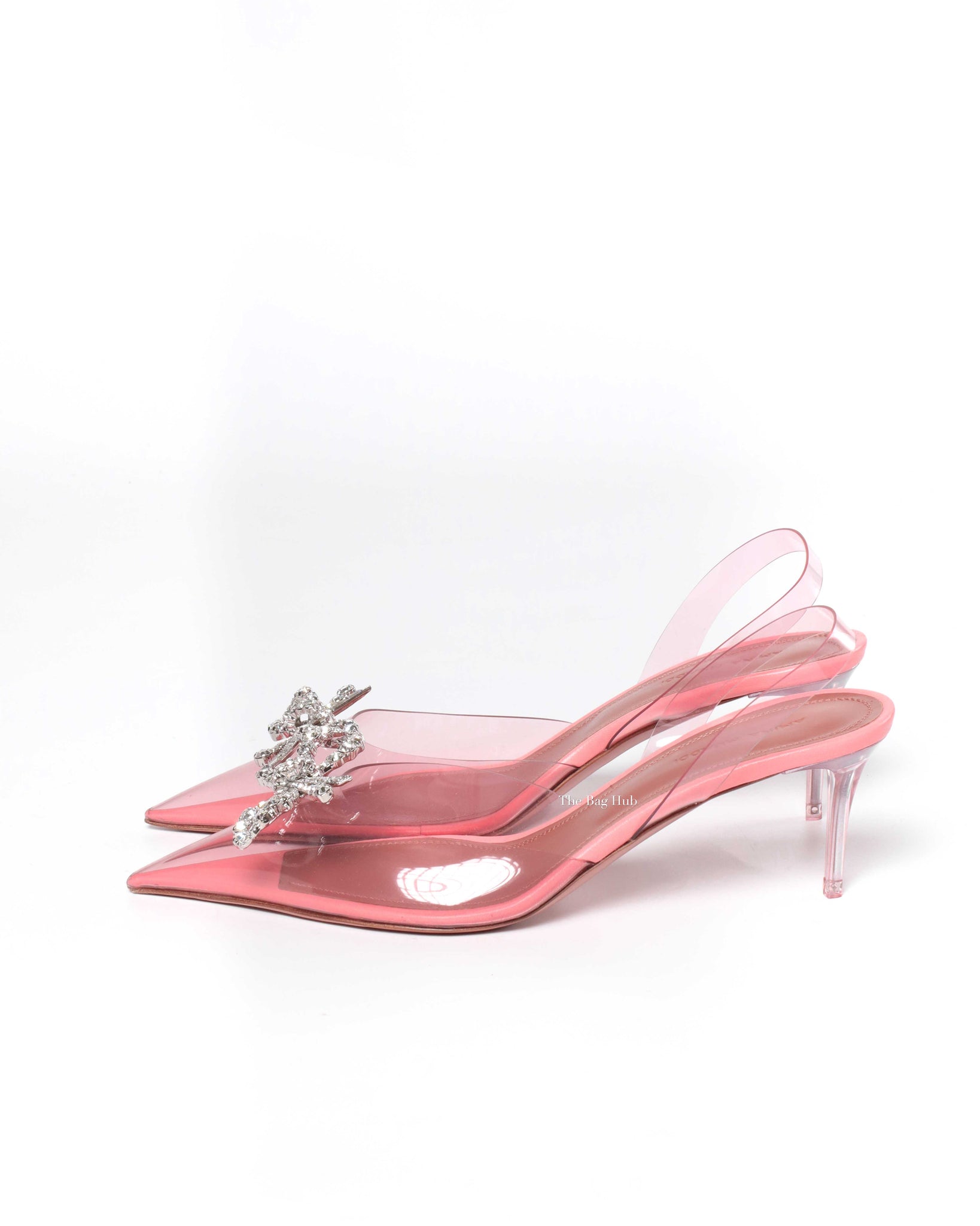 Amina Muaddi Baby Pink PVC Rosie Glass 60 Sling Back Size 37