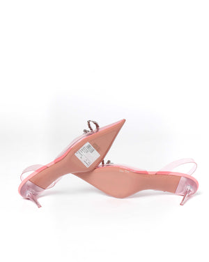 Amina Muaddi Baby Pink PVC Rosie Glass 60 Sling Back Size 37