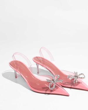 Amina Muaddi Baby Pink PVC Rosie Glass 60 Sling Back Size 37