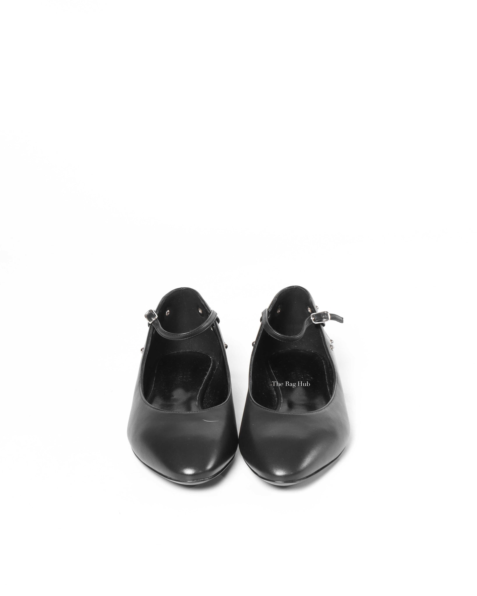 Hermes Black Leather Pepite Flats Size 39-3