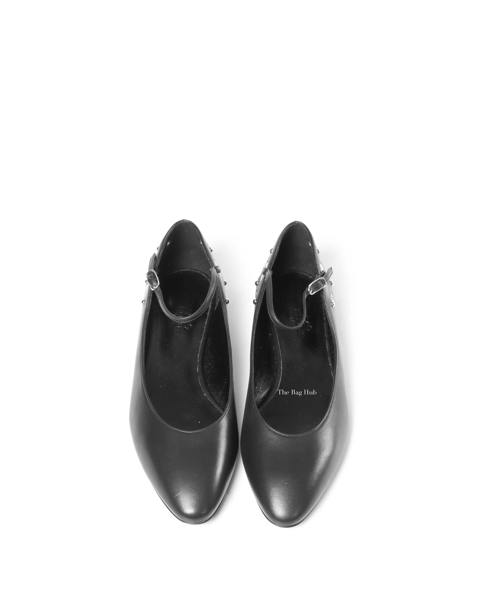 Hermes Black Leather Pepite Flats Size 39-8
