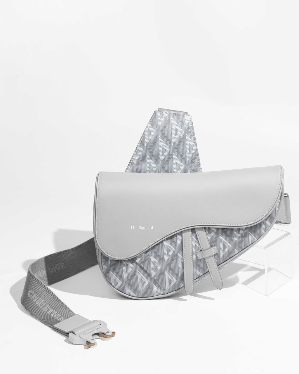 Dior Grey CD Diamond Canvas and Smooth Calfskin Men's Saddle Bag-1