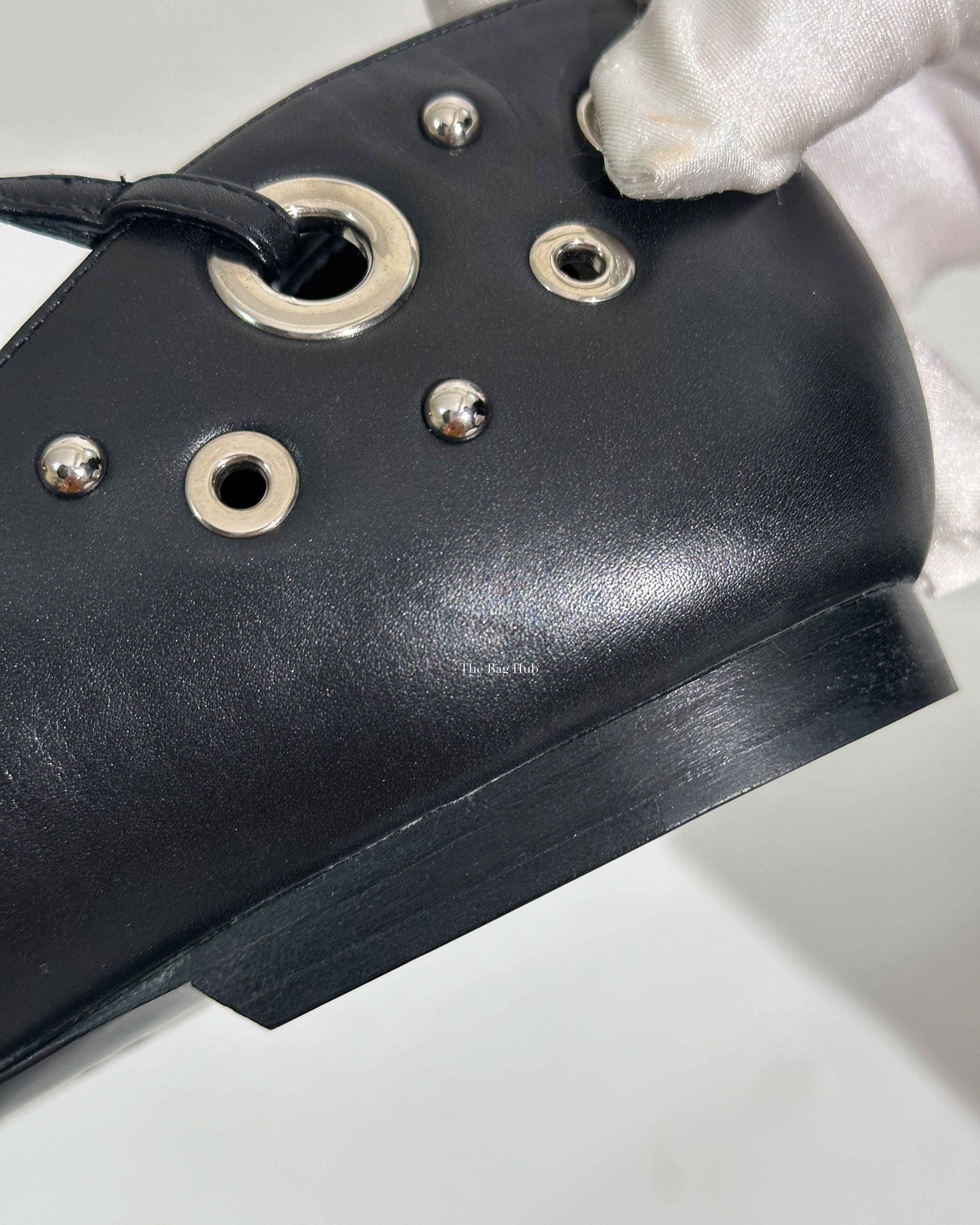 Hermes Black Leather Pepite Flats Size 39-11
