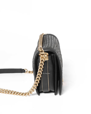 Chanel Black/Gold Woven Sheepskin Reverso Large Boy Flap GHW-4
