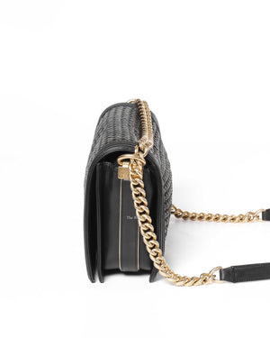 Chanel Black/Gold Woven Sheepskin Reverso Large Boy Flap GHW-5