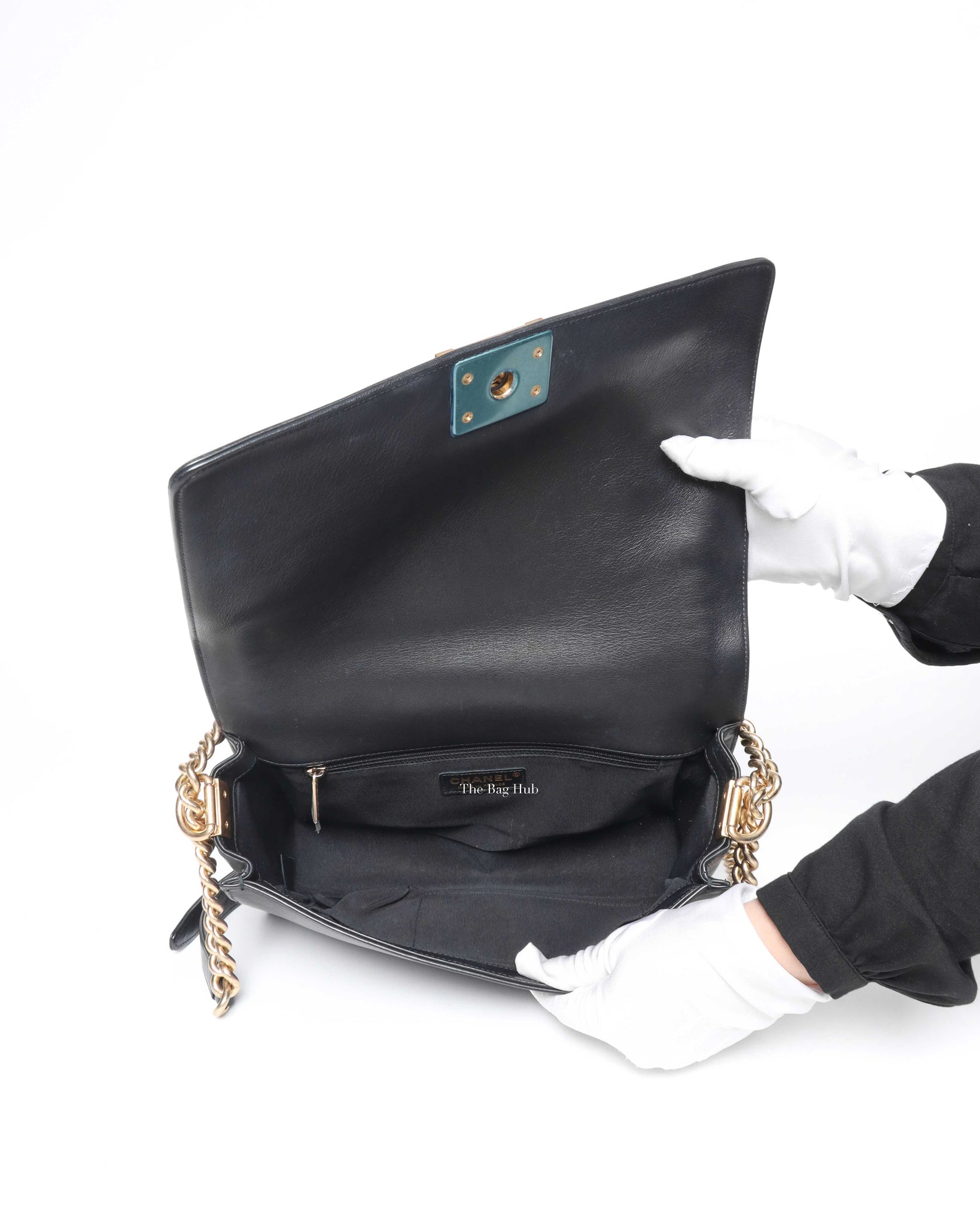 Chanel Black/Gold Woven Sheepskin Reverso Large Boy Flap GHW-11