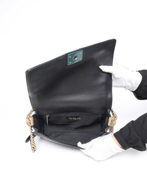 Chanel Black/Gold Woven Sheepskin Reverso Large Boy Flap GHW-11