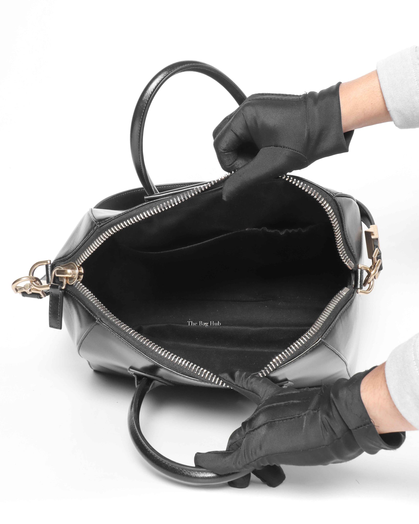 Givenchy Black Glazed Calfskin Medium Antigona-11