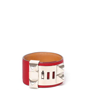 Hermes Red Epsom Collier De Chien Bracelet SHW-2