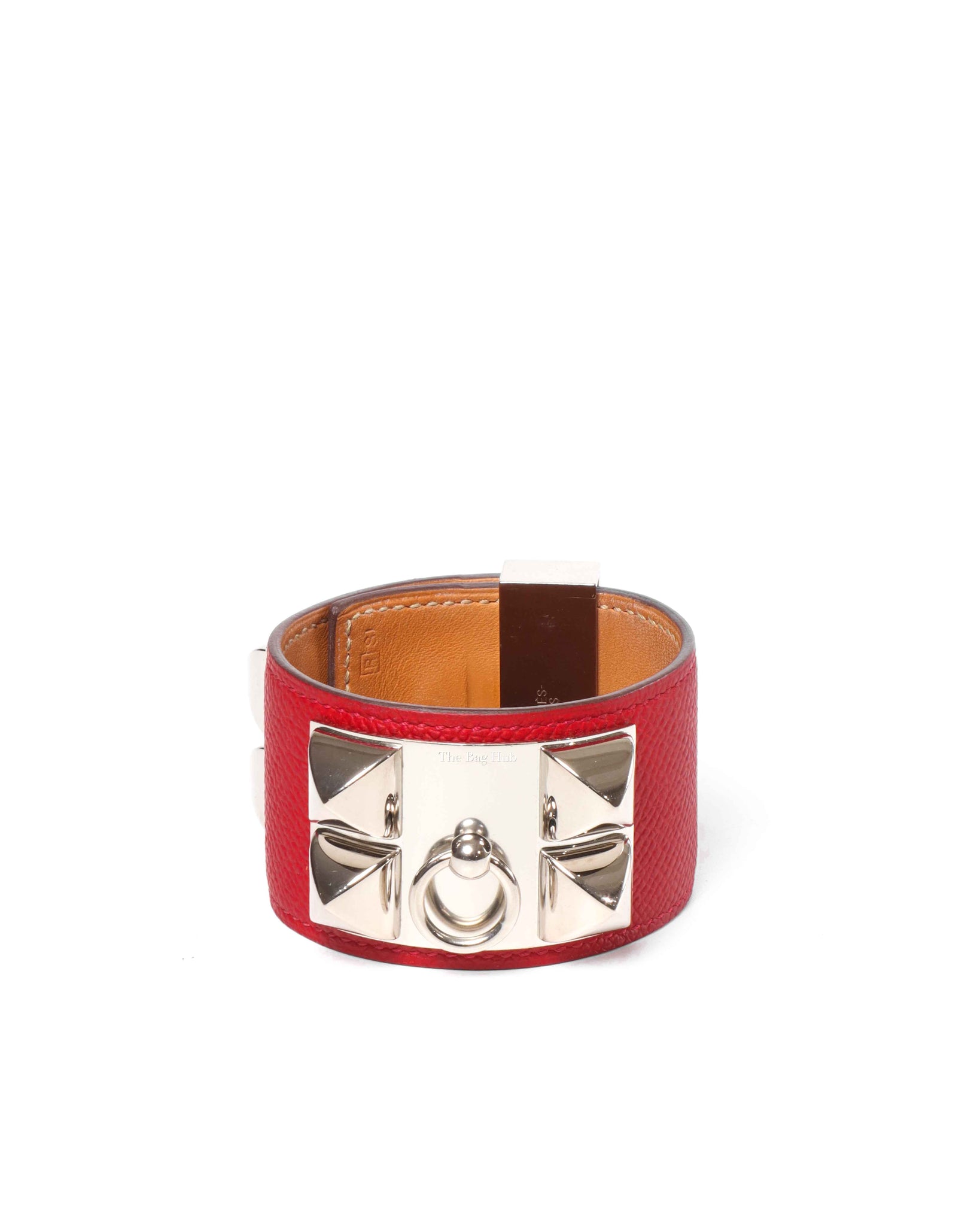 Hermes Red Epsom Collier De Chien Bracelet SHW-3