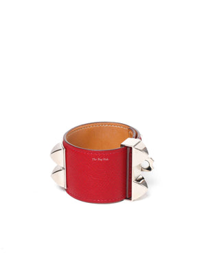 Hermes Red Epsom Collier De Chien Bracelet SHW-4