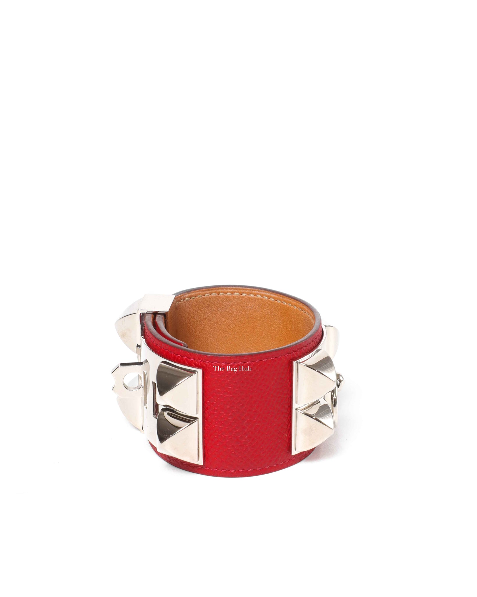 Hermes Red Epsom Collier De Chien Bracelet SHW-5