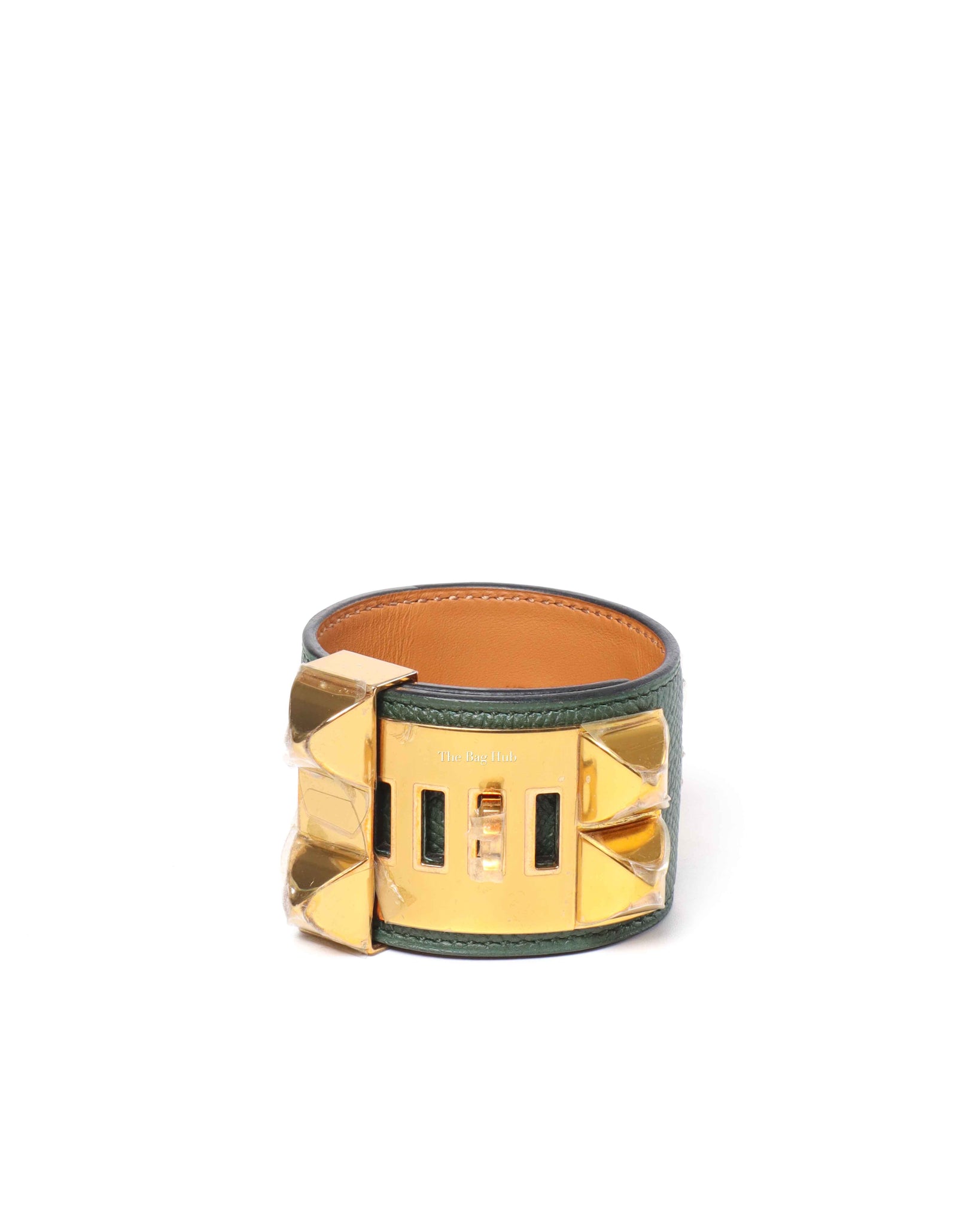 Hermes Dark Green Epsom Collier De Chien Bracelet GHW