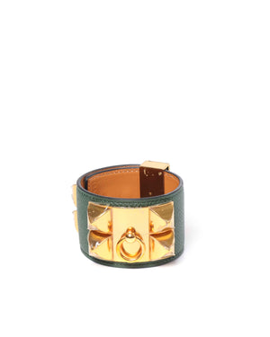 Hermes Dark Green Epsom Collier De Chien Bracelet GHW