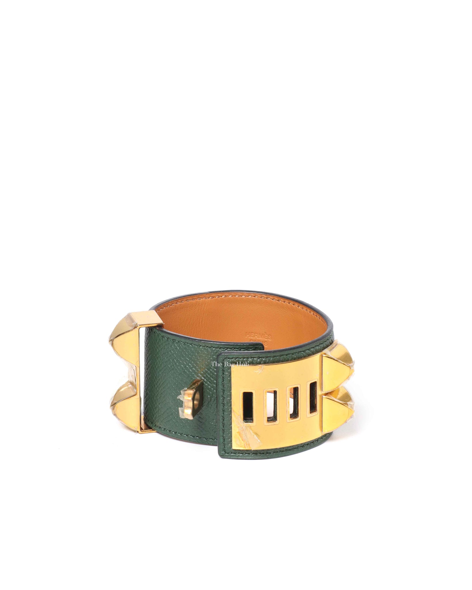 Hermes Dark Green Epsom Collier De Chien Bracelet GHW