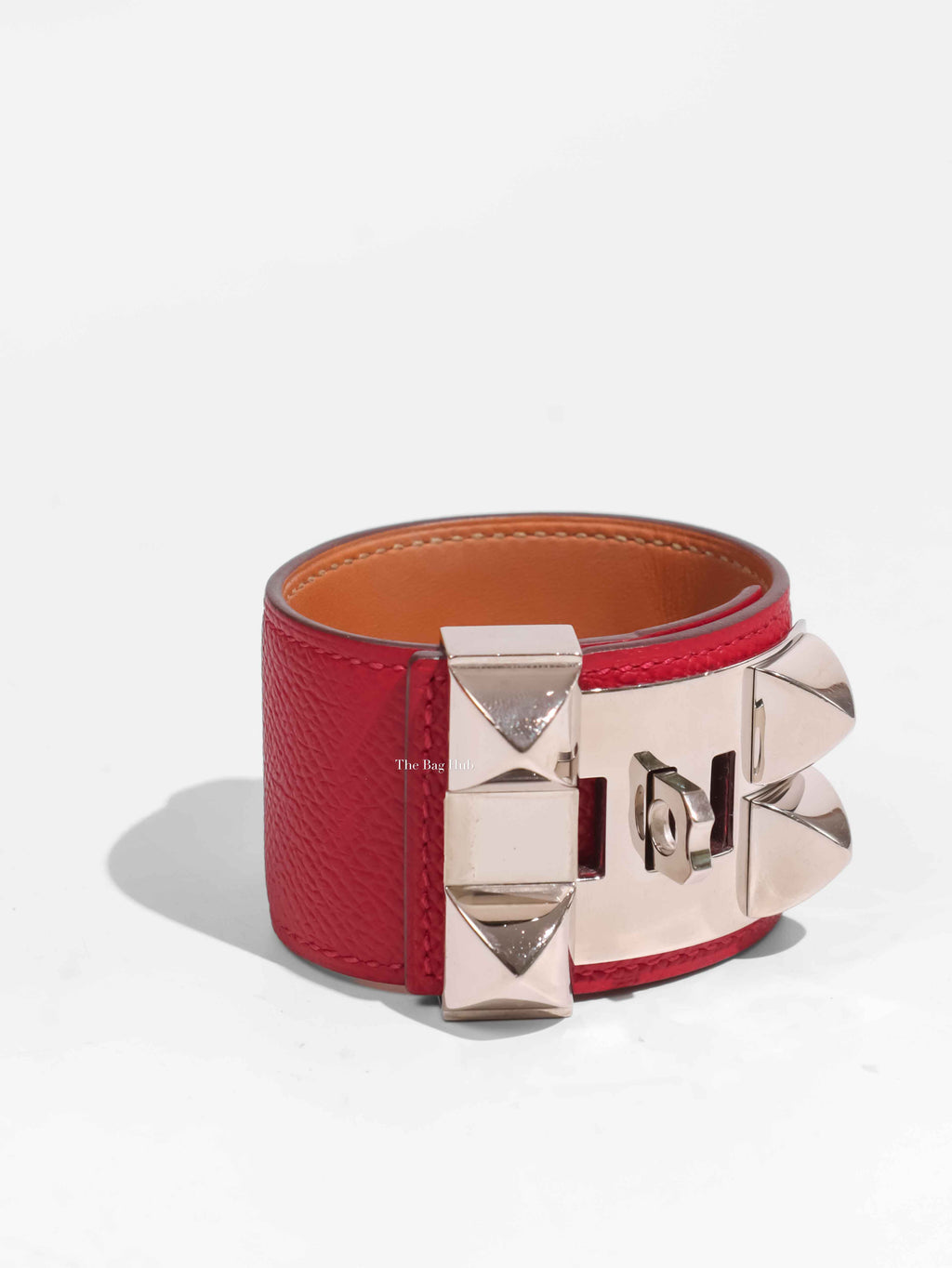 Hermes Red Epsom Collier De Chien Bracelet SHW-1