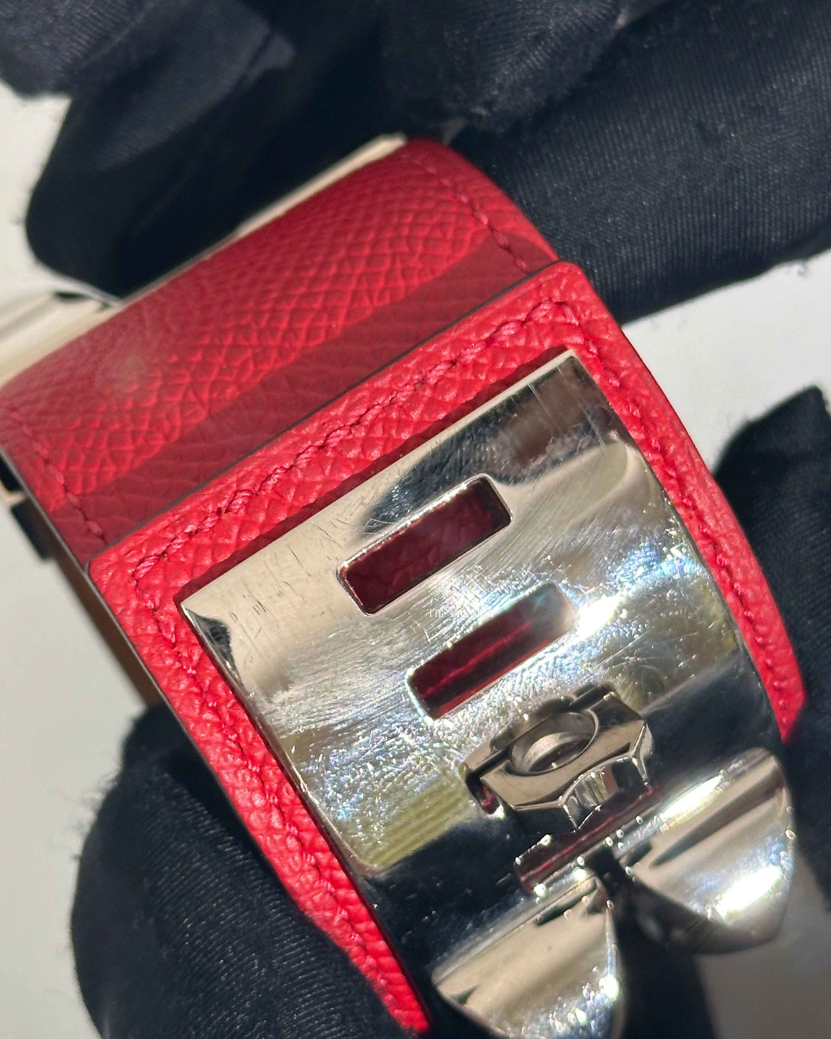 Hermes Red Epsom Collier De Chien Bracelet SHW-11