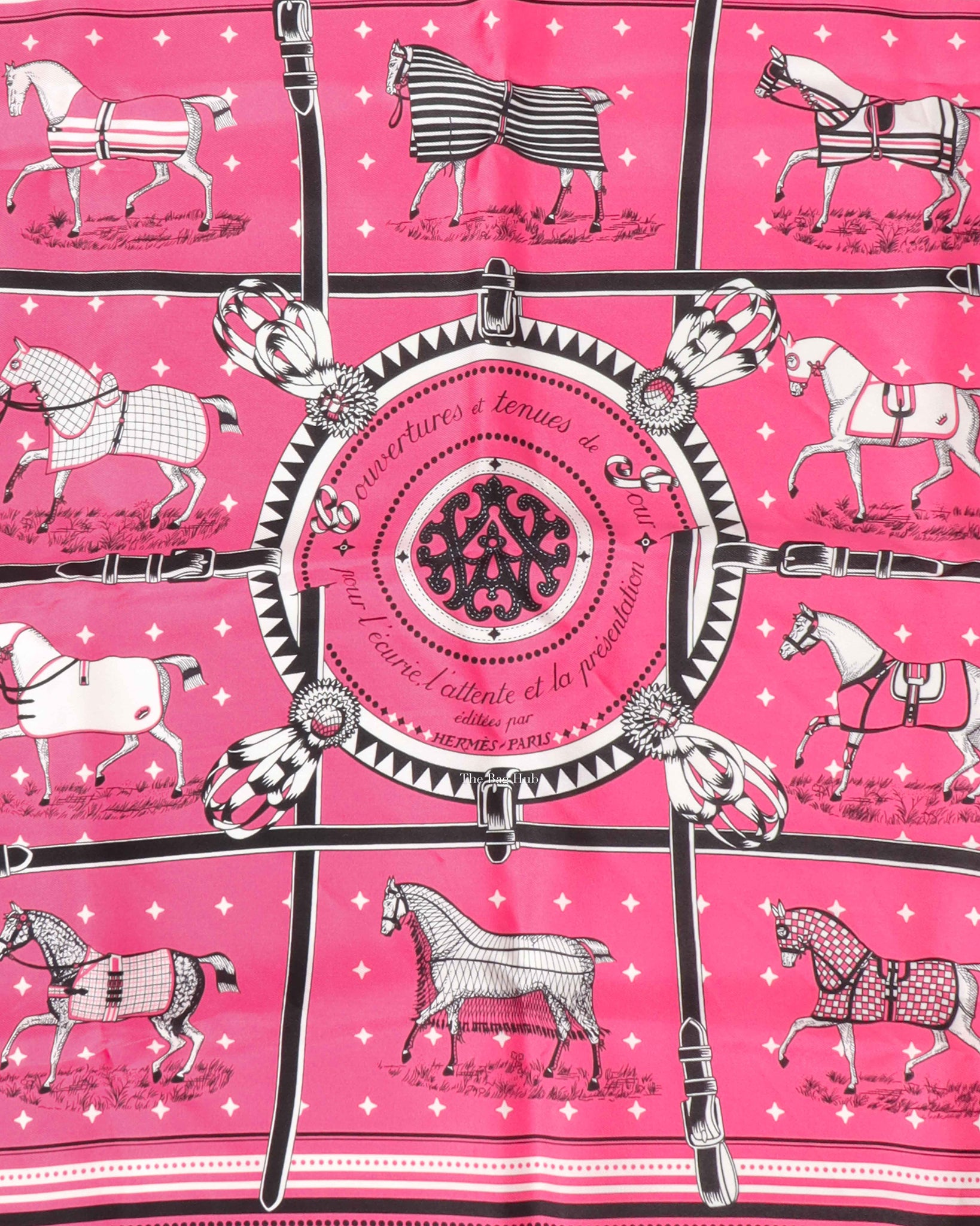 Hermes Pink Couvertures et Tenues de Jour Silk Scarf 55-3