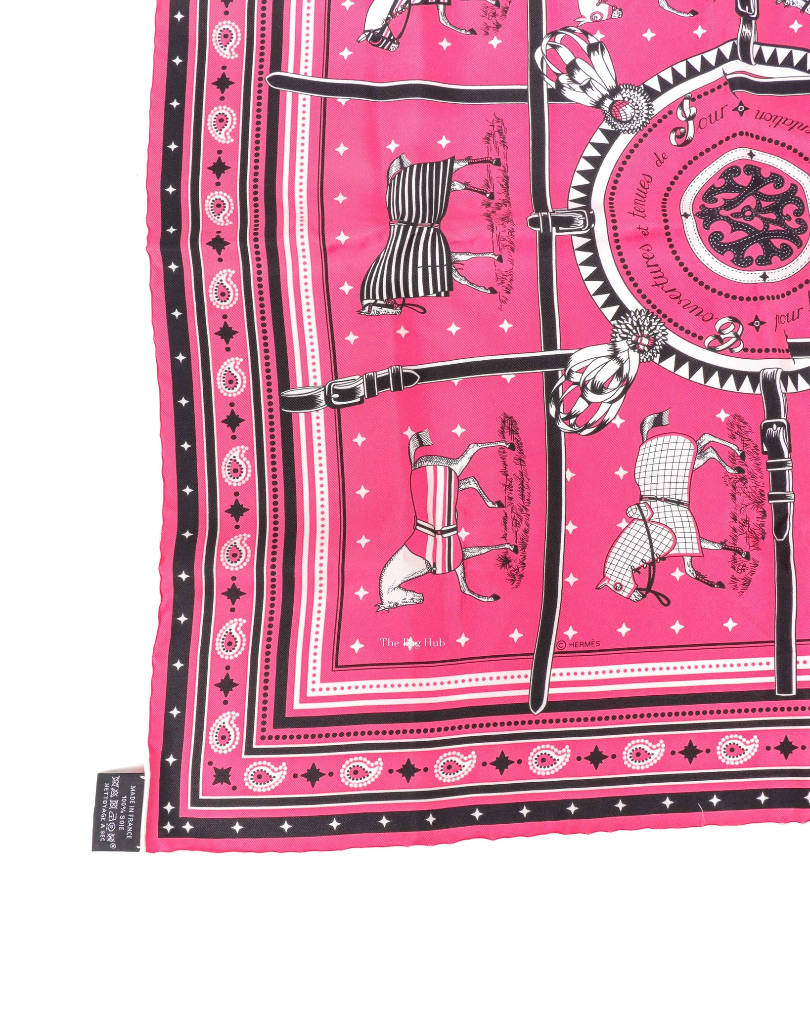 Hermes Pink Couvertures et Tenues de Jour Silk Scarf 55-4