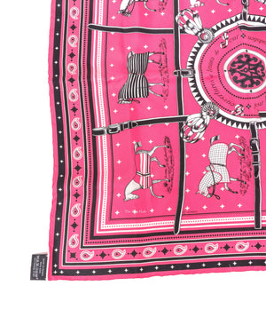 Hermes Pink Couvertures et Tenues de Jour Silk Scarf 55-4