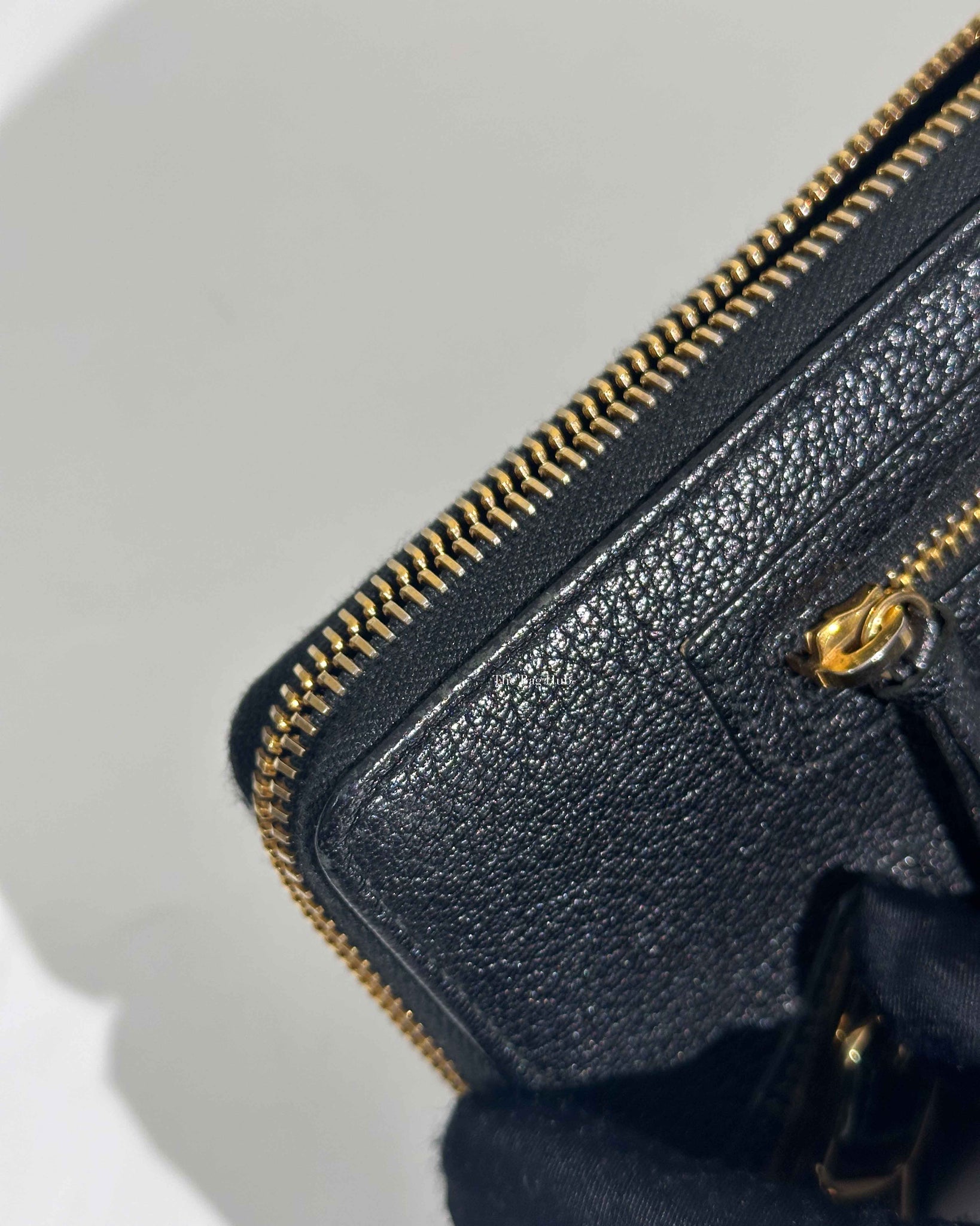 Balenciaga Black Leather Metallic Edge Long Zipped Around Wallet-14
