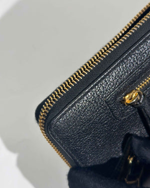Balenciaga Black Leather Metallic Edge Long Zipped Around Wallet-14