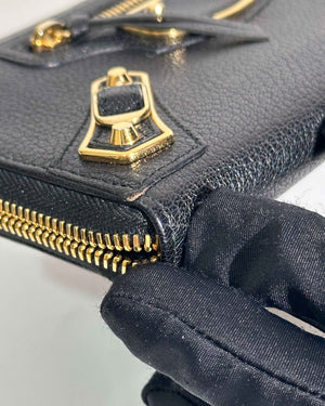 Balenciaga Black Leather Metallic Edge Long Zipped Around Wallet-15