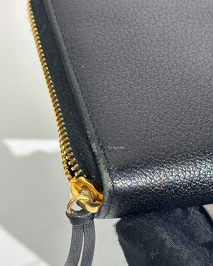 Balenciaga Black Leather Metallic Edge Long Zipped Around Wallet-18