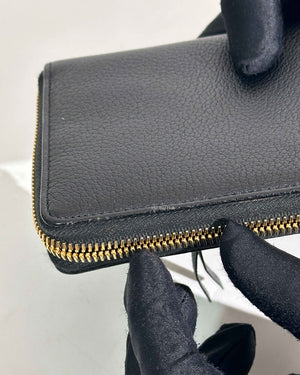 Balenciaga Black Leather Metallic Edge Long Zipped Around Wallet-20