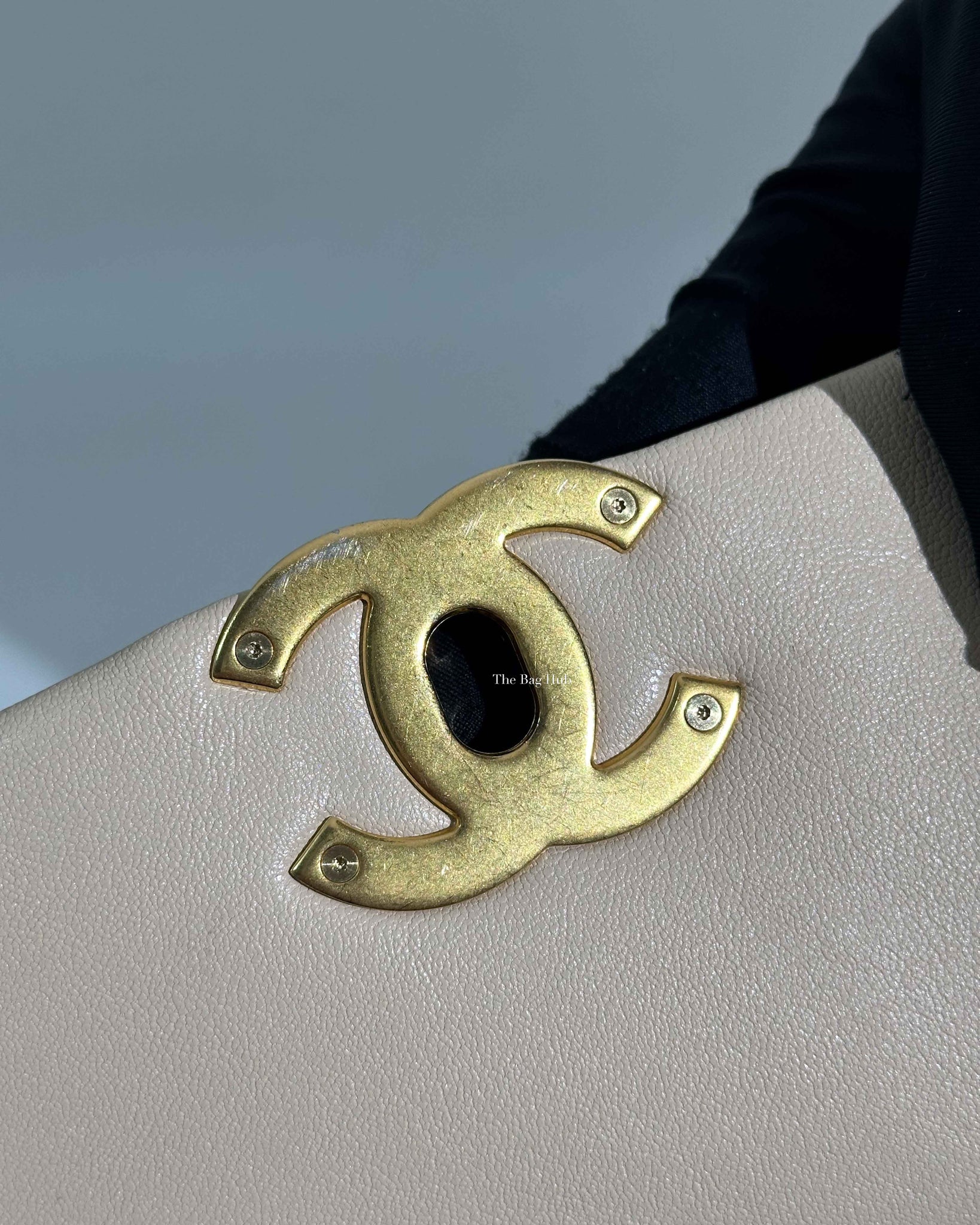 Chanel Beige Lambskin Large C19 Flsp Bag-17