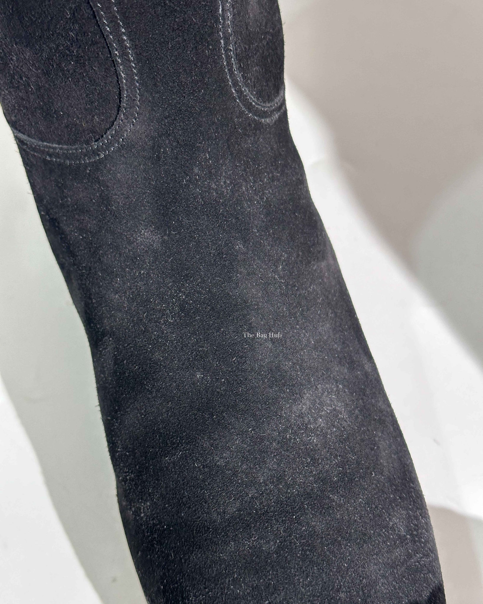Hermes Black Suede Her Collier De Chien Knee High Flat Boots Size 39-9