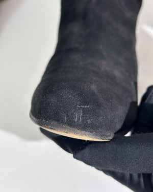 Hermes Black Suede Her Collier De Chien Knee High Flat Boots Size 39-10