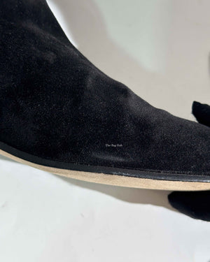 Hermes Black Suede Her Collier De Chien Knee High Flat Boots Size 39-11