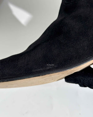 Hermes Black Suede Her Collier De Chien Knee High Flat Boots Size 39-14